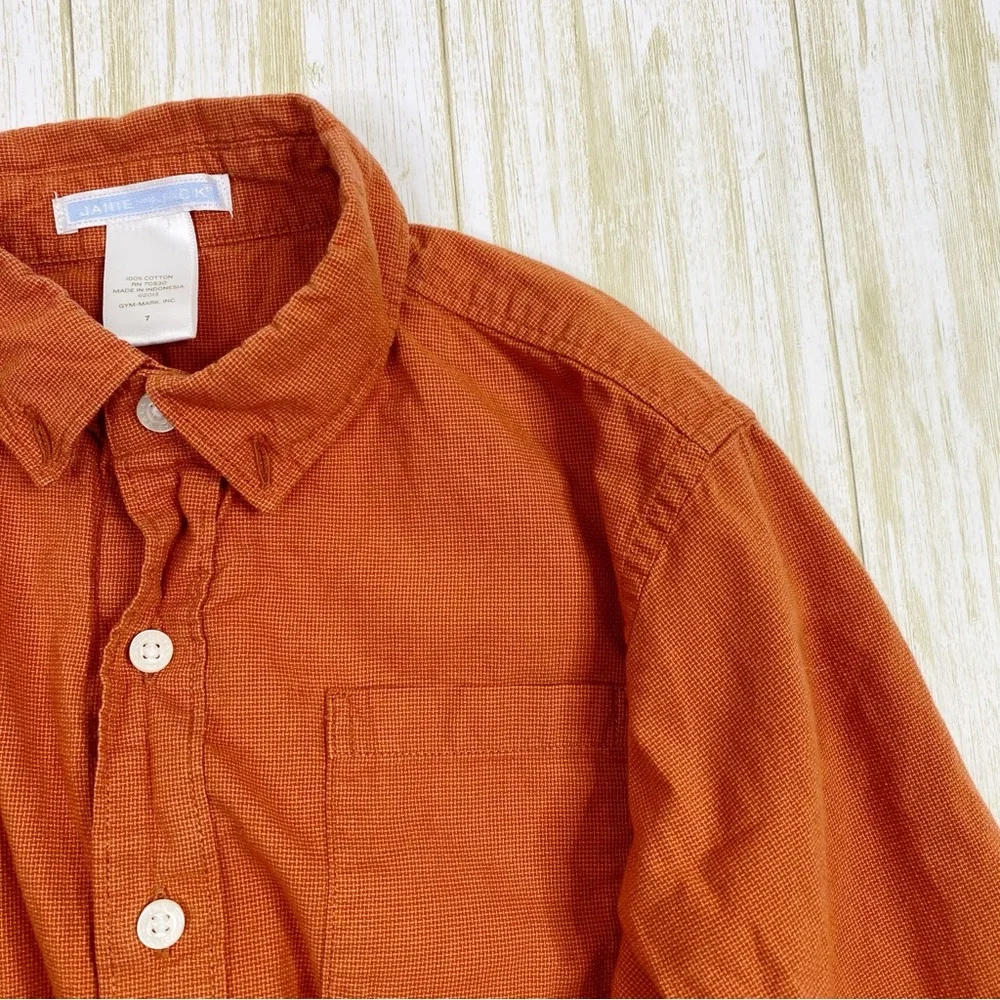 Janie & Jack Orange Plaid Long Sleeve Button Down Shirt